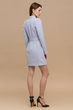 Платье-пиджак двубортное с поясом и прорезными карманами Domna 5528 серый - фото 2