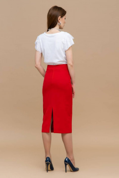 Красная юбка карандаш длины миди с разрезом и поясом Domna 71114 красный - фото 3