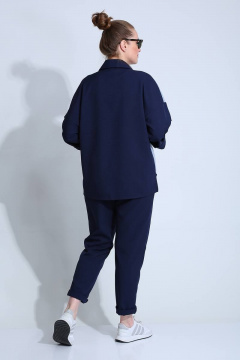 Демисезонный женский комплект рубашка и брюки в клетку Liona Style 790 темно-синий - фото 4