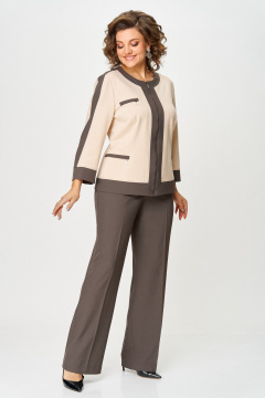 Брюки, жакет Aira Style 24232 бежево-коричневый - фото 5