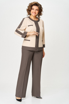 Брюки, жакет Aira Style 24232 бежево-коричневый - фото 4