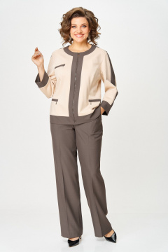 Брюки, жакет Aira Style 24232 бежево-коричневый - фото 3