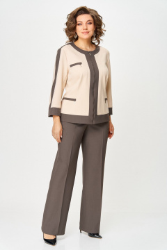 Брюки, жакет Aira Style 24232 бежево-коричневый - фото 2