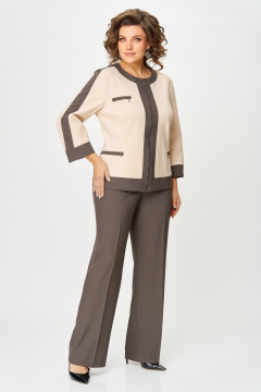 Брюки, жакет Aira Style 24232 бежево-коричневый - фото 1