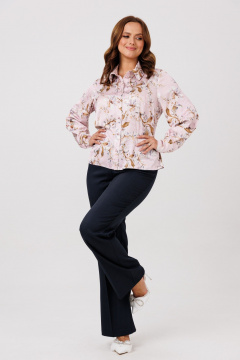 Блуза, брюки, жилет Mubliz 286 графит_пудра_цветы - фото 4