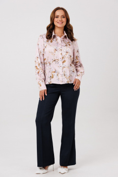 Блуза, брюки, жилет Mubliz 286 графит_пудра_цветы - фото 3
