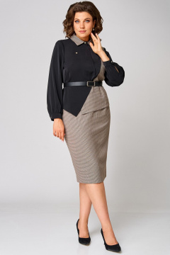Блуза, юбка Мишель стиль 1304 коричнево-черный - фото 3