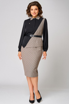 Блуза, юбка Мишель стиль 1304 коричнево-черный - фото 1