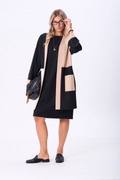 Кардиган, платье Anastasia 1276 черный/черный+молочный+беж - фото 3