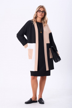 Кардиган, платье Anastasia 1276 черный/черный+молочный+беж - фото 1