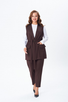 Брюки, жилет, лонгслив TVIN 7868 шоколад - фото 5