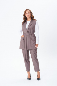 Брюки, жилет, лонгслив TVIN 7868 кофе_с _молоком - фото 1