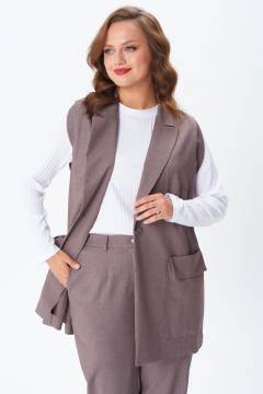 Брюки, жилет, лонгслив TVIN 7868 кофе_с _молоком - фото 4