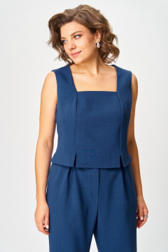 Брюки, жакет, топ ANASTASIA MAK 1123 синий+молочный - фото 4