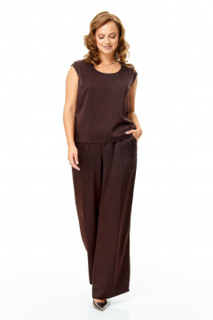 Блуза, брюки, кардиган T&N 7682 шоколад-бирюза - фото 3