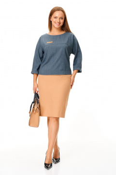 Блуза, юбка T&N 7683 синий-бежевый - фото 1