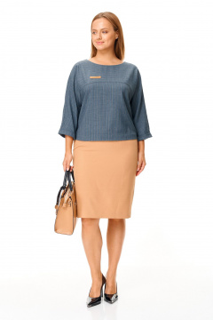 Блуза, юбка T&N 7683 синий-бежевый - фото 2