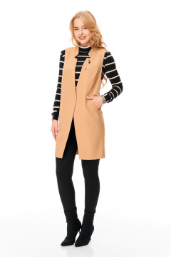 Водолазка, жилет, леггинсы T&N 7691 бежевый-черный - фото 5