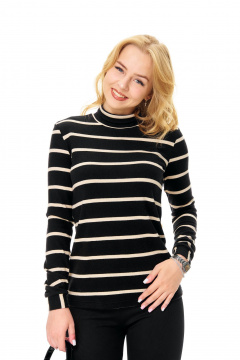 Водолазка, жилет, леггинсы T&N 7691 бежевый-черный - фото 3