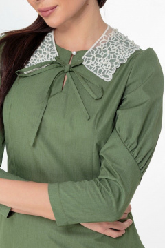 Платье из хлопка с съемным воротником и присборенными рукавами Anelli 1000 зеленый - фото 3