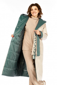 Пальто Диомант 1893 бежевый-зеленый - фото 2