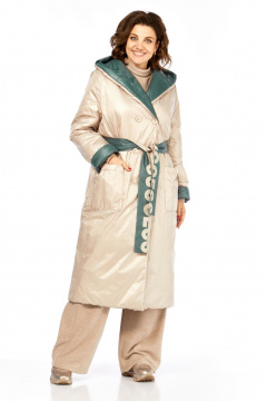 Пальто Диомант 1893 бежевый-зеленый - фото 1