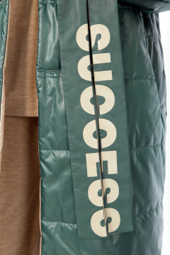 Пальто Диомант 1893 бежевый-зеленый - фото 3