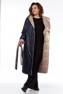 Пальто Диомант 1893 синий-бежевый - фото 4