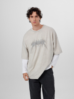 Футболка Mark Formelle 111934/24-ОБР4675П-0 серый_acid_wash_печать_009.2_Эйсид_1_сл_на_пол - фото 3