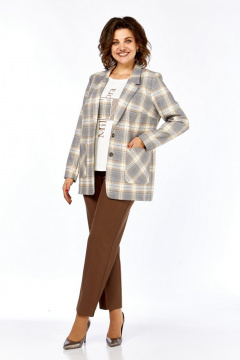 Брюки, жакет Милора-стиль 1198/1 серый+шоколад - фото 1