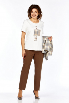 Брюки, жакет Милора-стиль 1198/1 серый+шоколад - фото 3