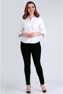 Блуза приталенная с талевыми вытачками и воротником-стойкой Таир-Гранд 62314-1 белый - фото 3