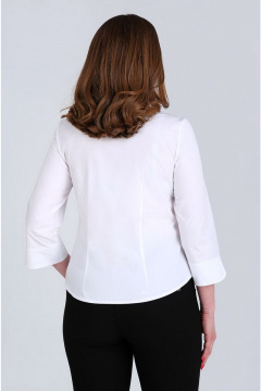 Блуза приталенная с талевыми вытачками и воротником-стойкой Таир-Гранд 62314-1 белый - фото 2