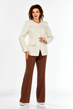 Брюки, жакет Ольга Стиль С-951 бежево-коричневый - фото 3