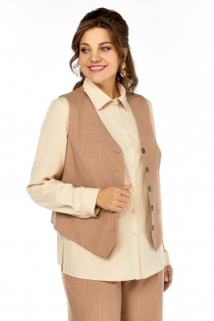 Блуза, брюки, жилет Ольга Стиль С-946 светло-коричневый - фото 3