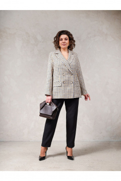Жакет Erika 1658-2 горчично-серо/белый - фото 3