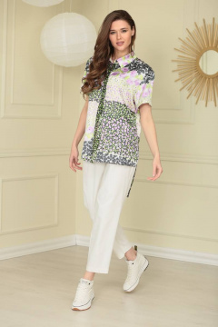 Блуза прямого силуэта с коротким рукавом и разрезами TAiER 990 /2 - фото 2