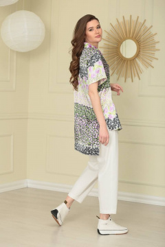 Блуза прямого силуэта с коротким рукавом и разрезами TAiER 990 /2 - фото 3