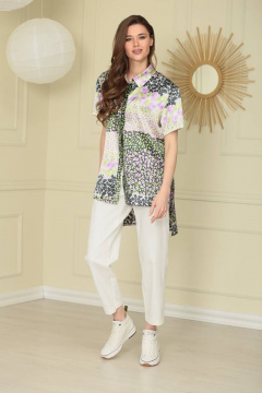 Блуза прямого силуэта с коротким рукавом и разрезами TAiER 990 /2 - фото 1