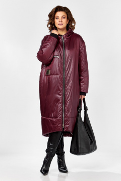 Яркое деми пальто в стиле бохо с капюшоном и утеплителем Lady Secret 5018/1 винный - фото 3