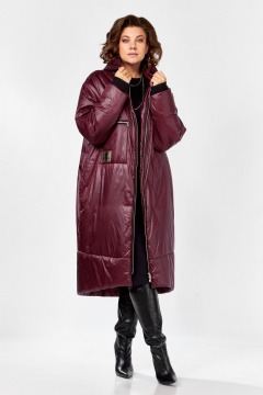 Яркое деми пальто в стиле бохо с капюшоном и утеплителем Lady Secret 5018/1 винный - фото 2