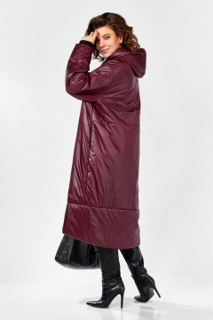 Яркое деми пальто в стиле бохо с капюшоном и утеплителем Lady Secret 5018/1 винный - фото 5