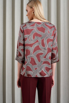 Блуза Nelva 22882 бордовый принт - фото 4
