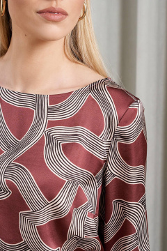 Блуза Nelva 22882 бордовый принт - фото 3