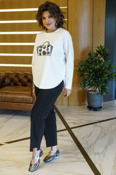 Блуза, брюки Alani Collection 2418 молоко-черный - фото 3