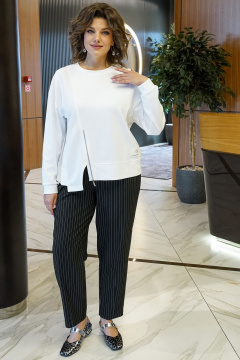 Блуза, брюки Alani Collection 2413 молоко-черный - фото 1