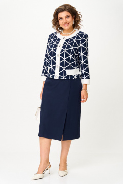 Жакет, юбка Aira Style 24128 сине-белый - фото 4