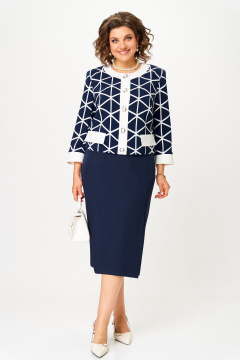 Жакет, юбка Aira Style 24128 сине-белый - фото 3