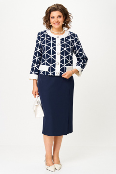 Жакет, юбка Aira Style 24128 сине-белый - фото 2
