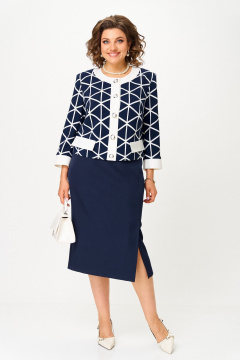 Жакет, юбка Aira Style 24128 сине-белый - фото 1